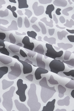 Gray Camouflage Print Twisted Ribbed Patchwork Casual T Shirt