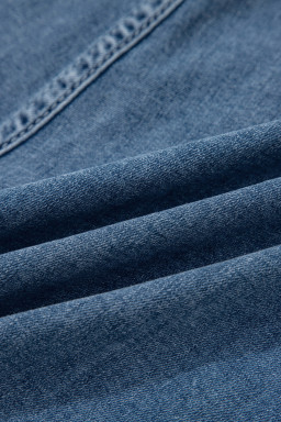 Dusk Blue Flap Pockets Denim Shorts