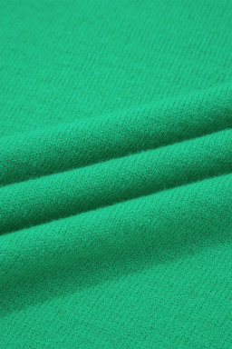 Bright Green Solid Color Ribbed Trim Round Neck Ruffle Short Sleeve Sweater