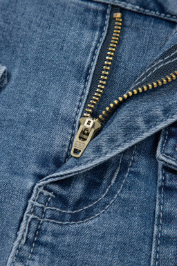 Dusk Blue Flap Pockets Denim Shorts