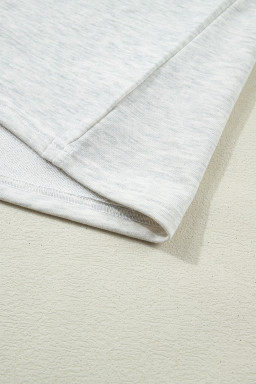 Light Grey Color Block Denim Patchwork Button Polo Collar Short Sleeve Top