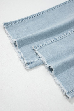 Beau Blue Frayed Cropped Straight Jeans