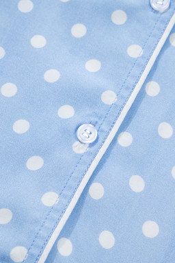 Sky Blue Dotted Print Soft Short Pajama Set