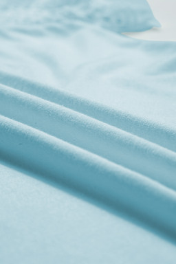 Mist Blue Seamed Detail Contrast Lace Raglan Sleeve Tee