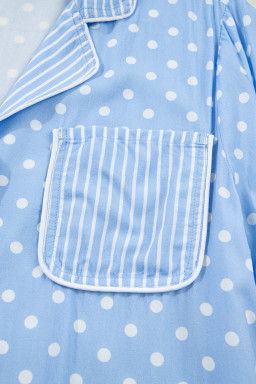 Sky Blue Dotted Print Soft Short Pajama Set