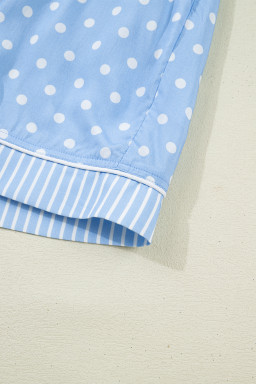 Sky Blue Dotted Print Soft Short Pajama Set