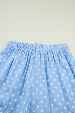 Sky Blue Dotted Print Soft Short Pajama Set