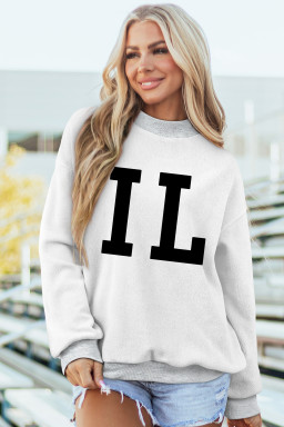 Light Grey ILLINOIS/ IL Double Side Printed Mock Neck Reversible Sweatshirt