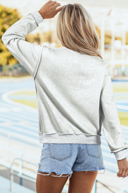 Light Grey ILLINOIS/ IL Double Side Printed Mock Neck Reversible Sweatshirt
