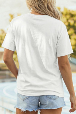 White JESUS WINS Retro Basketball Printed Tee