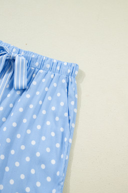 Sky Blue Dotted Print Soft Short Pajama Set