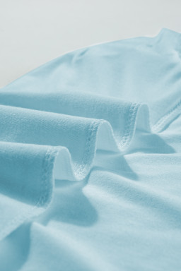 Mist Blue Seamed Detail Contrast Lace Raglan Sleeve Tee