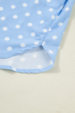 Sky Blue Dotted Print Soft Short Pajama Set