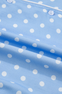 Sky Blue Dotted Print Soft Short Pajama Set