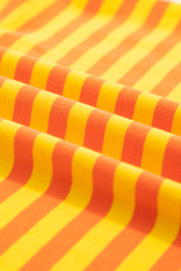 Orange Stripe Contrast Crew Neck Drop Shoulder Loose Tee
