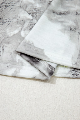 Gray Abstract Woodland Print Slim Fitted T Shirt