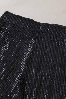 Black Sequin Wide Leg Pants