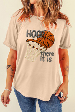 Khaki Hoop There It Is Basketball Printed Tee