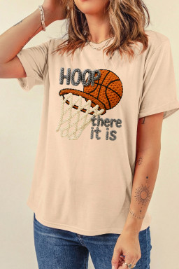 Khaki Hoop There It Is Basketball Printed Tee