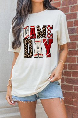 White GAME DAY Leopard Accent Graphic Tee