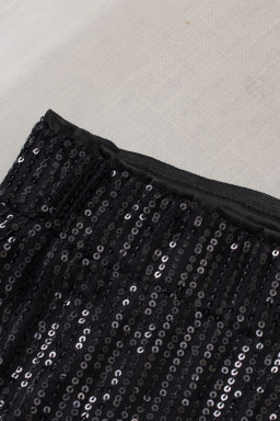 Black Sequin Wide Leg Pants