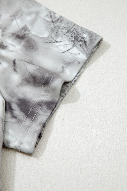 Gray Abstract Woodland Print Slim Fitted T Shirt