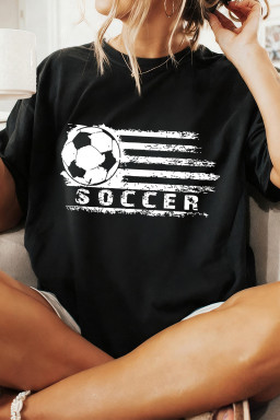 Black Kick Soccer Retro Printed T Shirt