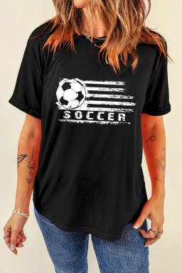 Black Kick Soccer Retro Printed T Shirt