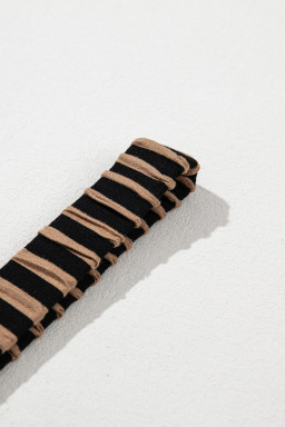 Brown Stripe Square Neck Shirred Wide Leg Jumpsuit