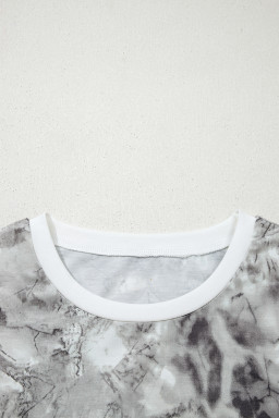 Gray Abstract Woodland Print Slim Fitted T Shirt