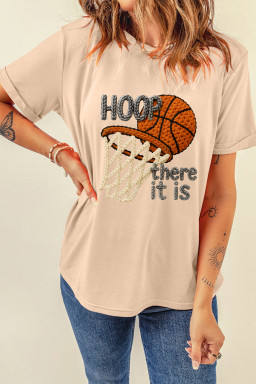 Khaki Hoop There It Is Basketball Printed Tee