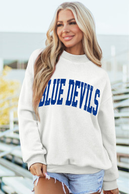White DUKE BLUE/ BLUE DEVILS Reversible Printed Mock Neck Sweatshirt
