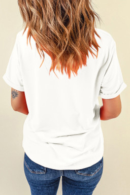 White Baseball Bow Embroidered Graphic Tee