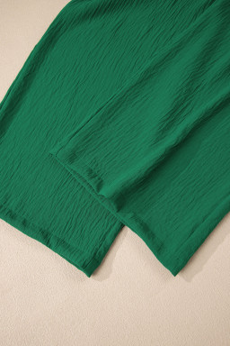 Evergreen Solid Color Textured Crossed Waist Loose Pants