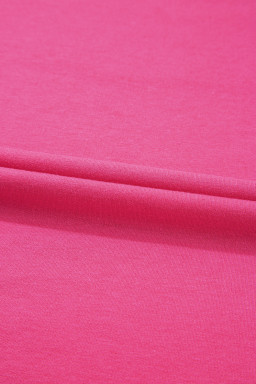 Rose Red Vibrant Striped Detail Athleisure 2pcs Short Set