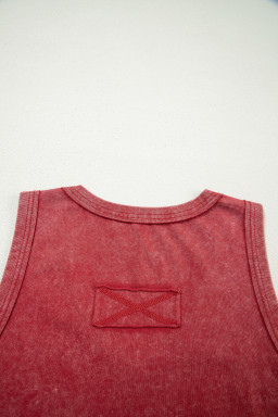 Red Dahlia Mineral Wash V Neck Tank Top