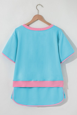 Turquoise Color Block Trim MAMA Game Day Athleisure Skirt Set