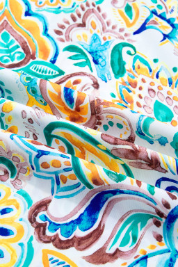 Green Boho Paisley Floral Printed Puff Sleeve Blouse