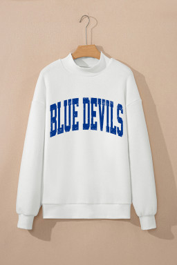 White DUKE BLUE/ BLUE DEVILS Reversible Printed Mock Neck Sweatshirt