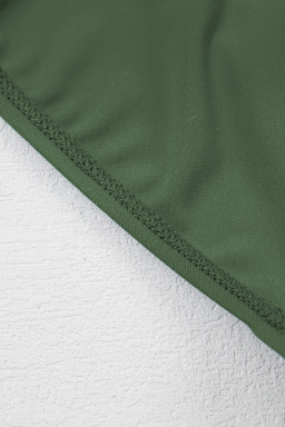 Mist Green Ruffled Short Sleeve Lace Trim V Neck One Piece Swim Dress