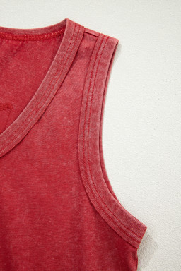 Red Dahlia Mineral Wash V Neck Tank Top