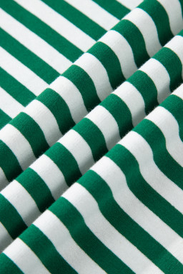 Green Stripe Boxy Tee Drawstring Elastic Waist Plus Size Short Set