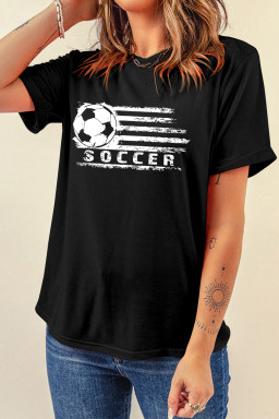 Black Kick Soccer Retro Printed T Shirt