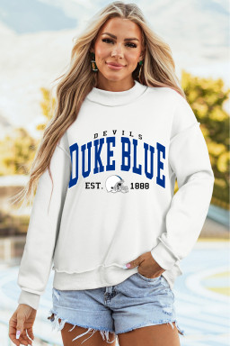 White DUKE BLUE/ BLUE DEVILS Reversible Printed Mock Neck Sweatshirt