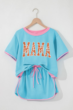 Turquoise Color Block Trim MAMA Game Day Athleisure Skirt Set