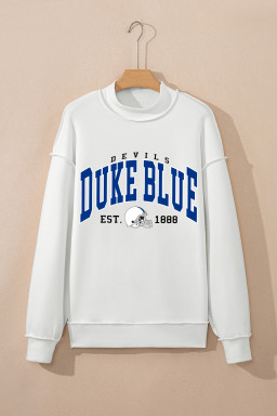 White DUKE BLUE/ BLUE DEVILS Reversible Printed Mock Neck Sweatshirt