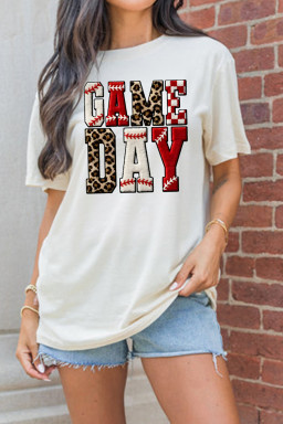 White GAME DAY Leopard Accent Graphic Tee
