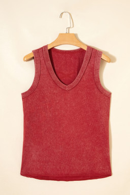 Red Dahlia Mineral Wash V Neck Tank Top