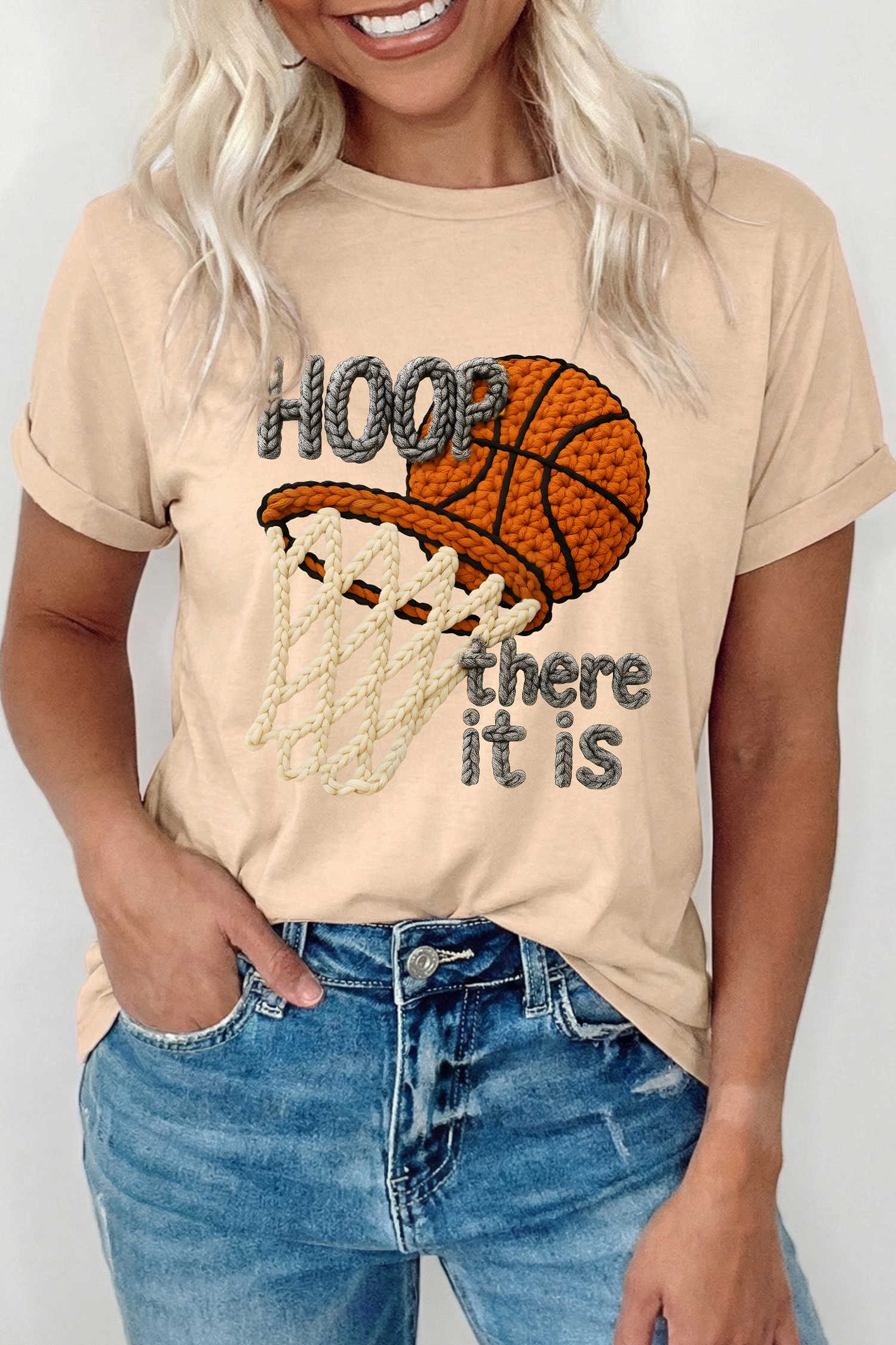 Khaki Hoop There It Is Basketball Printed Tee