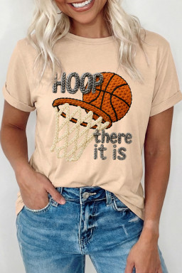 Khaki Hoop There It Is Basketball Printed Tee